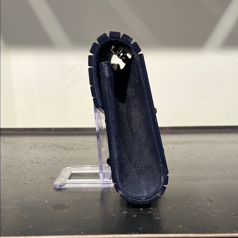 Jimmy Choo CANDY Navy Blue Clutch with Crystal Details - Picture 4 of 6